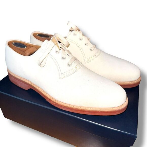 Ralph Lauren Purple Label Durham Buck Oxfords in Ivory Suede Men’s Sz 11 - Picture 1 of 16